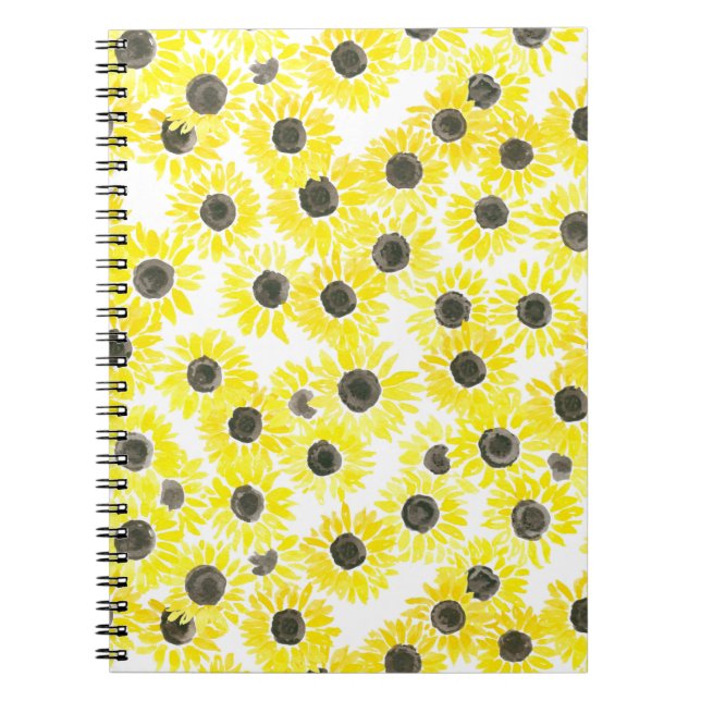 Cuaderno Patrón de acuarela de girasoles (Frente)