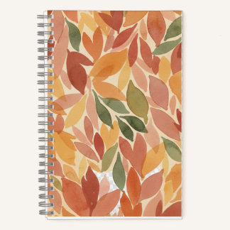 Cuaderno Patrón de Acuarela de Hojas de Otoño
