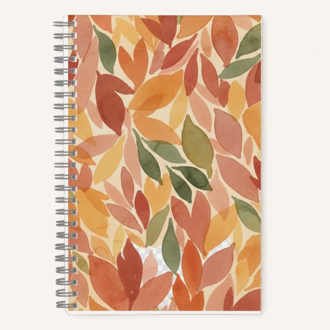 Cuaderno Patrón de Acuarela de Hojas de Otoño (Anverso)