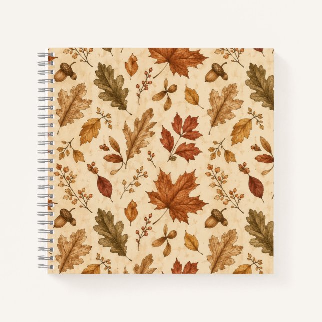 Cuaderno Patrón de acuarela de hojas de otoño  (Anverso)