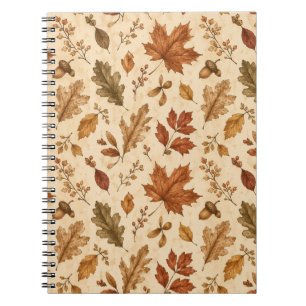 Cuaderno Patrón de acuarela de hojas de otoño
