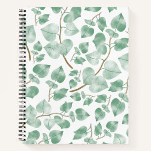Cuaderno Patrón de Acuarela de Hojas Verdes Salvia Mínimo