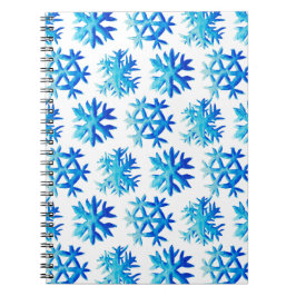 Cuaderno Patrón de acuarela de invierno de copos de nieve a