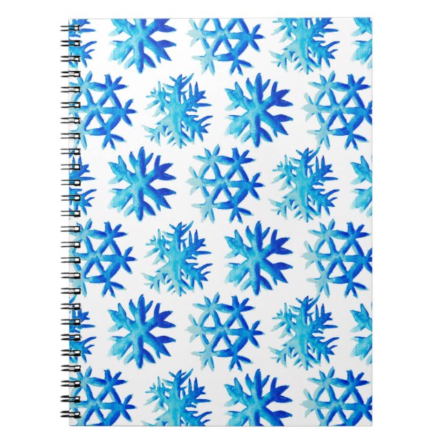 Cuaderno Patrón de acuarela de invierno de copos de nieve a (Frente)