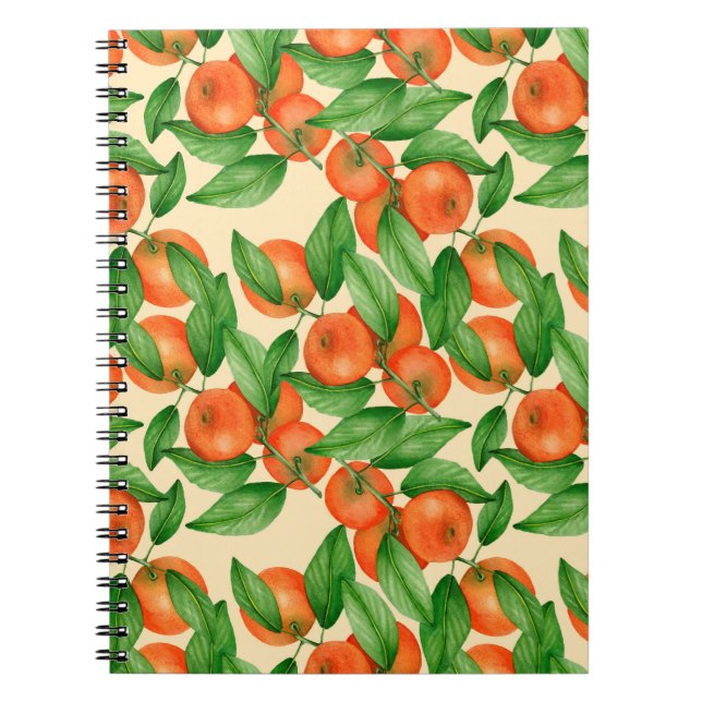 Cuaderno Patrón de acuarela de mandarina (Frente)