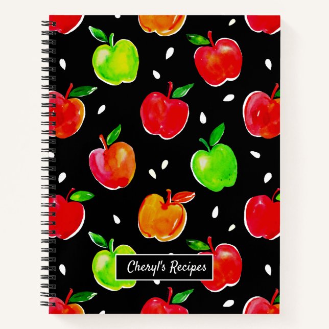 Cuaderno Patrón de acuarela de manzanas (Anverso)