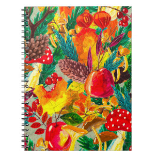 Cuaderno Patrón de acuarela de otoño sin soldadura con hoja