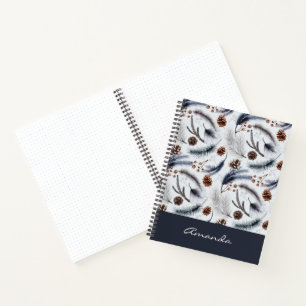 Cuaderno Patrón de acuarela de piñas y agujas de pino