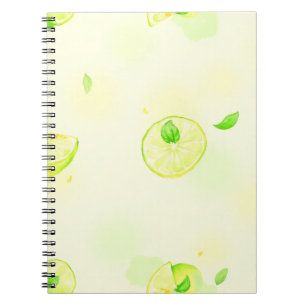 Cuaderno Patrón de Acuarela de Rodajas de Lima Arte de Cítr