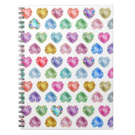 Cuaderno Patrón de acuarela del corazón del diamante Cute P