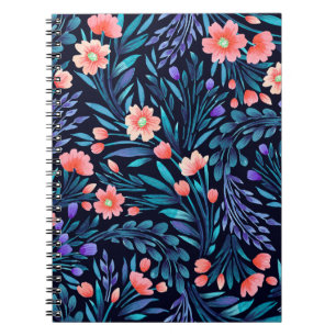 Cuaderno Patrón de acuarela floral sin fisuras.