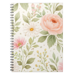 Cuaderno Patrón de Acuarela Floral Suave
