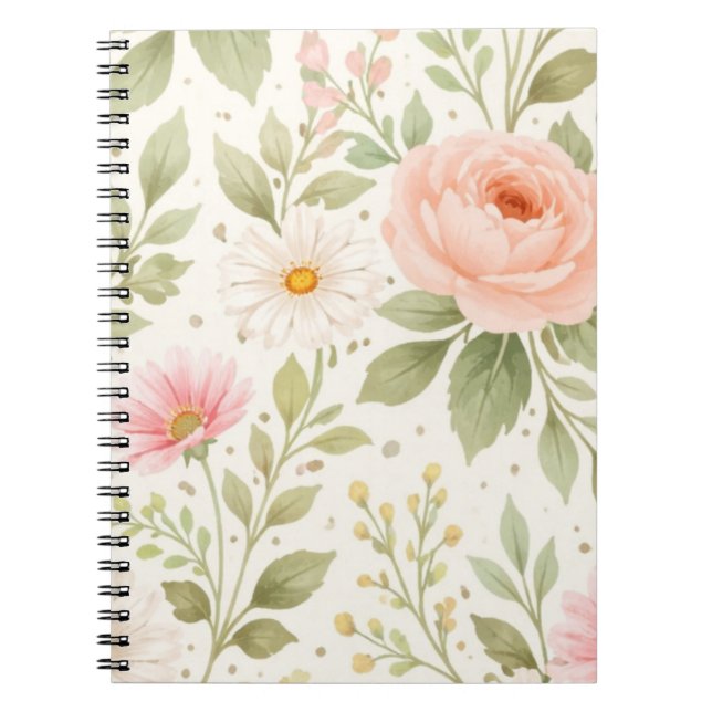 Cuaderno Patrón de Acuarela Floral Suave   (Frente)