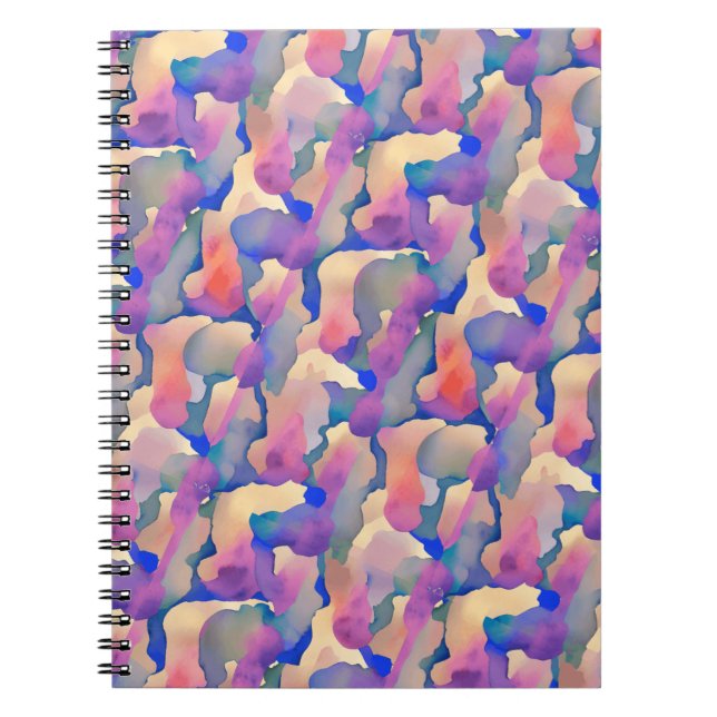 Cuaderno - Patrón de Acuarela Multicolor (Frente)