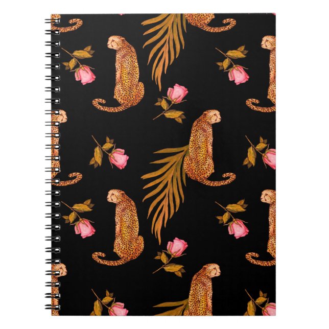 Cuaderno Patrón de acuarela sin fisuras con chitas (Frente)
