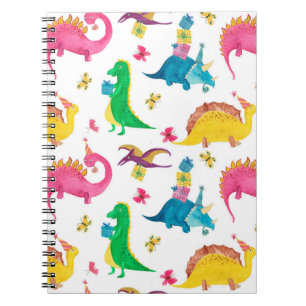Cuaderno Patrón de acuarela sin fisuras con dinosaurio