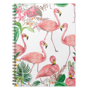 Cuaderno Patrón de acuarela sin fisuras con flamingo
