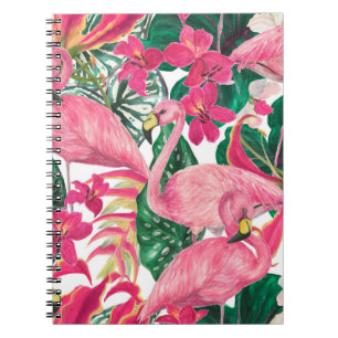 Cuaderno Patrón de acuarela sin fisuras con flamingo
