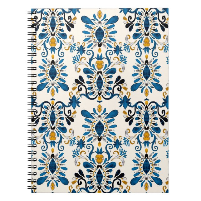 Cuaderno Patrón de acuarela sin fisuras con ikat. Ojo de ti (Frente)