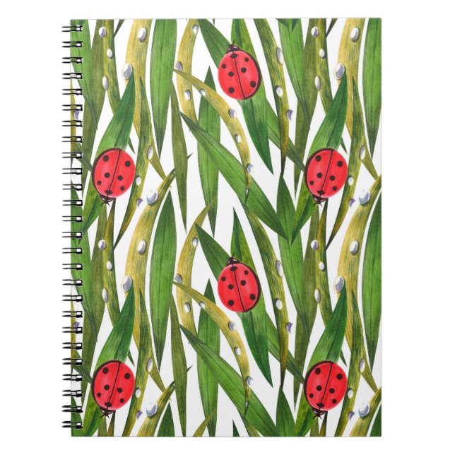 Cuaderno Patrón de acuarela sin fisuras con ladybugs. Contr (Frente)