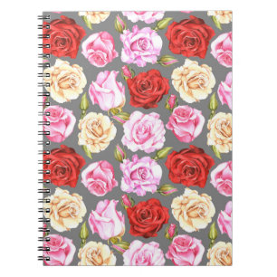 Cuaderno Patrón de acuarela sin fisuras con rosas. Sin sold