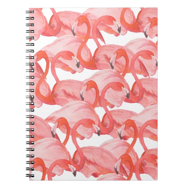 Cuaderno Patrón de acuarela sin foco con flamencos (Frente)