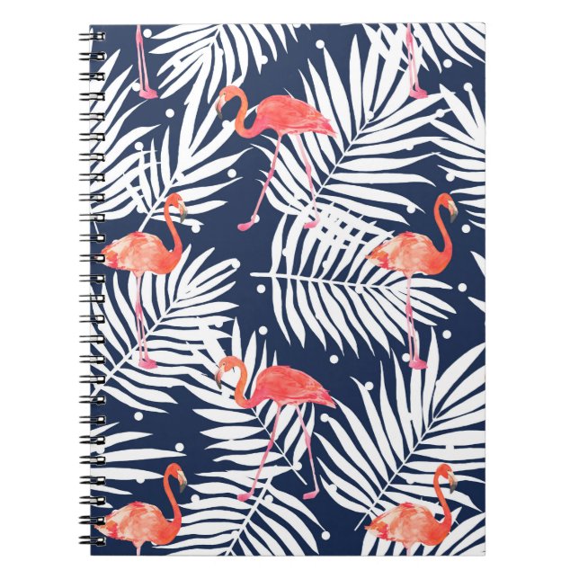 Cuaderno Patrón de acuarela sin foco con flamingo de ave a (Frente)