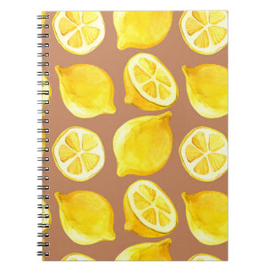 Cuaderno Patrón de acuarela sin foco con limones