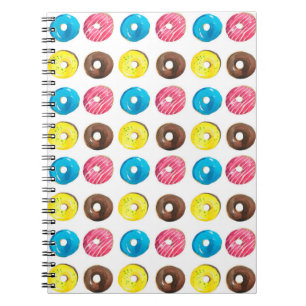Cuaderno Patrón de acuarela sin foco con pequeños donuts