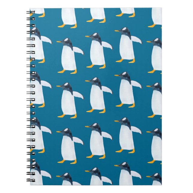 Cuaderno Patrón de acuarela sin foco con pingüino (Frente)