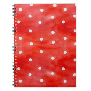 Cuaderno Patrón de acuarela sin foco puntos de polka rojo