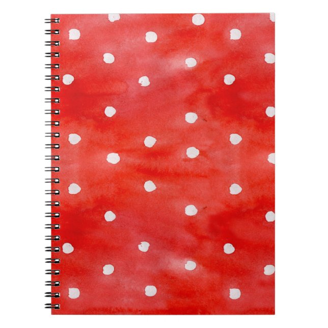Cuaderno Patrón de acuarela sin foco puntos de polka rojo (Frente)