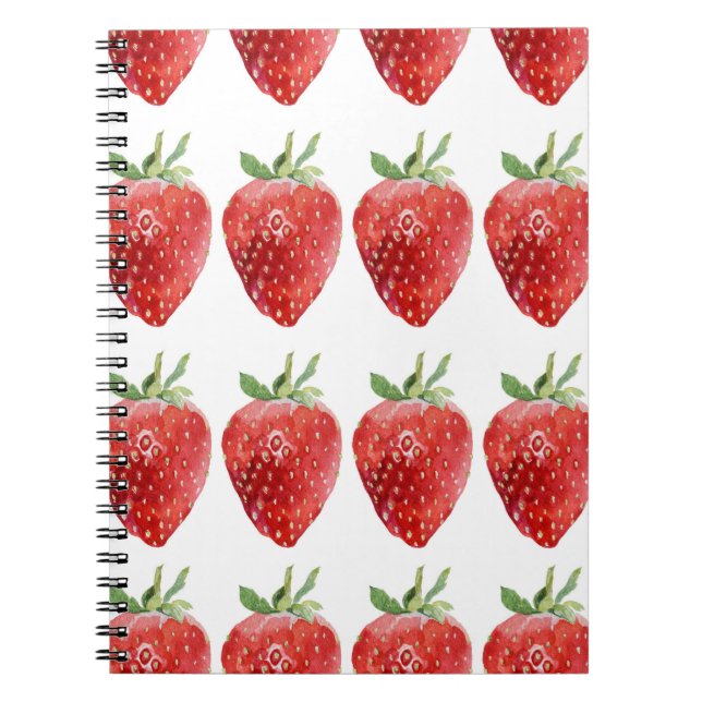 Cuaderno Patrón de acuarela sin mar con fresas  (Frente)