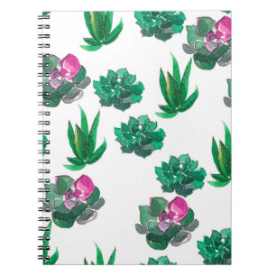 Cuaderno Patrón de acuarela sin mar con suculentos