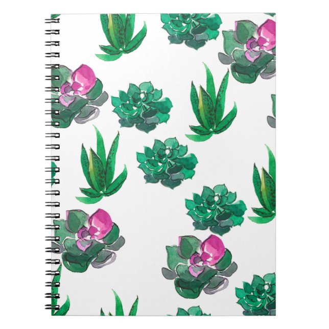 Cuaderno Patrón de acuarela sin mar con suculentos (Frente)
