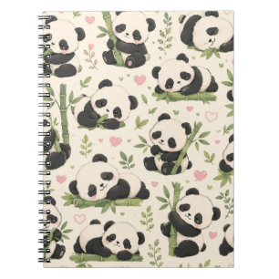 Cuaderno Patrón de adorable panda bebé  