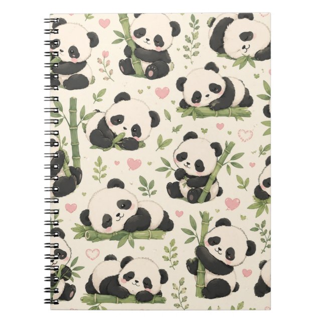 Cuaderno Patrón de adorable panda bebé | (Frente)