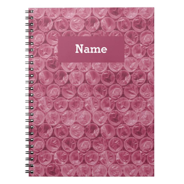 Cuaderno Patrón de ajuste de burbujas rosa personalizado (Frente)