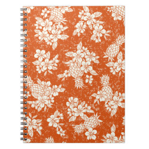 Cuaderno Patrón de aloha sin soldadura de hibisco y piña,