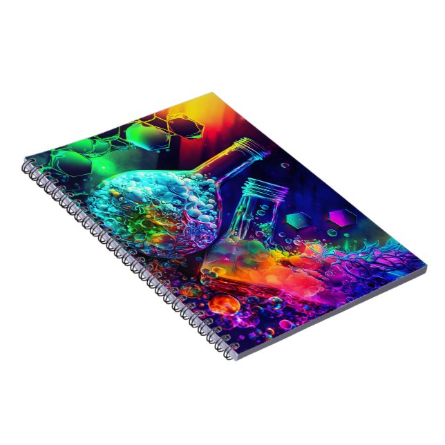 Cuaderno Patrón de alquimia brillante neón caprichoso (Lado Derecho)
