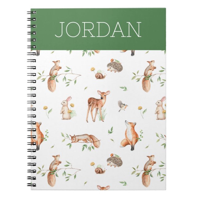 Cuaderno Patrón de amigos animales de Woodland (Frente)