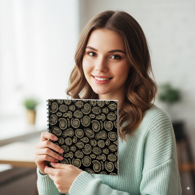 Cuaderno Patrón de amonita de trilobita beige vintage (Subido por el creador)