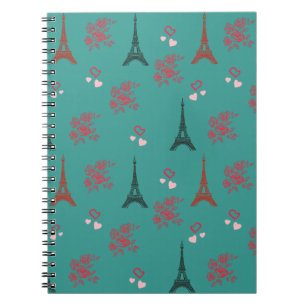 Cuaderno Patrón de amor de París: Torre Eiffel y rosas sin