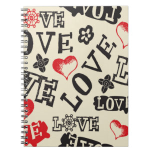 Cuaderno patrón de amor dibujado a mano