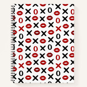 Cuaderno Patrón de amor moderno XO & Labios Rojos juguetón