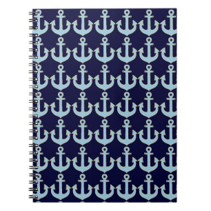 Cuaderno patrón de anclaje náutico de barco azul