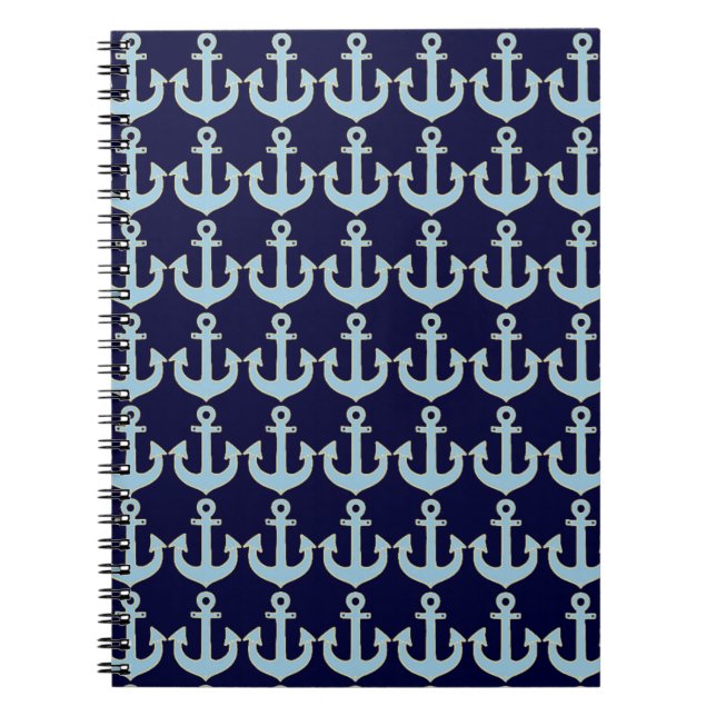 Cuaderno patrón de anclaje náutico de barco azul (Frente)
