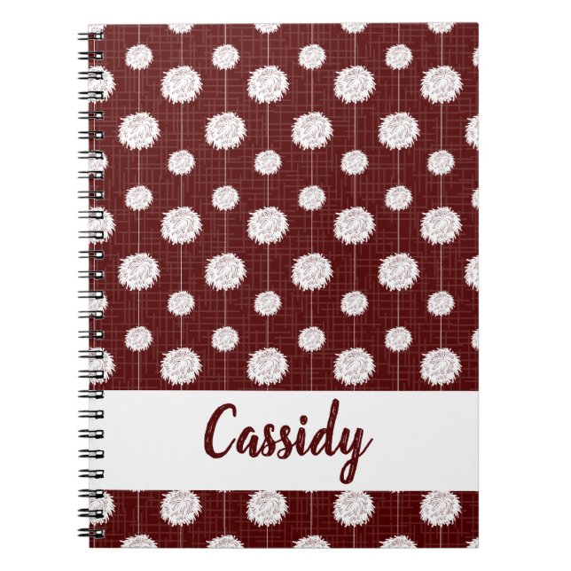 Cuaderno Patrón de animador maroon Pom Pom (Frente)