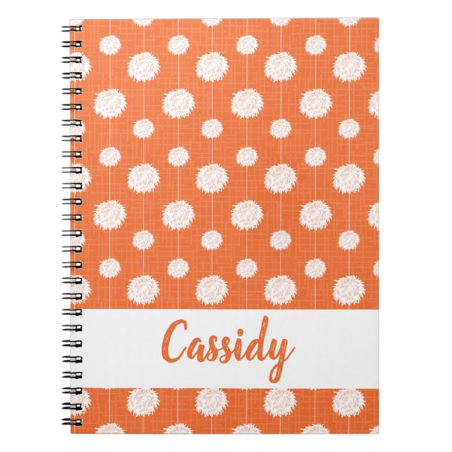 Cuaderno Patrón de animador naranja Pom Pom (Frente)