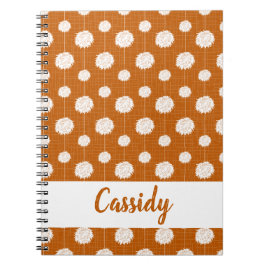 Cuaderno Patrón de animador Naranja quemado Pom Pom
